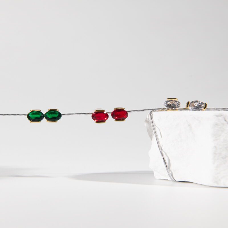 컬러큐빅 포인트 스터드 귀걸이 1