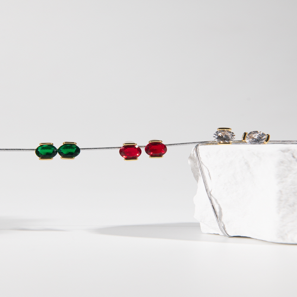 컬러큐빅 포인트 스터드 귀걸이 1