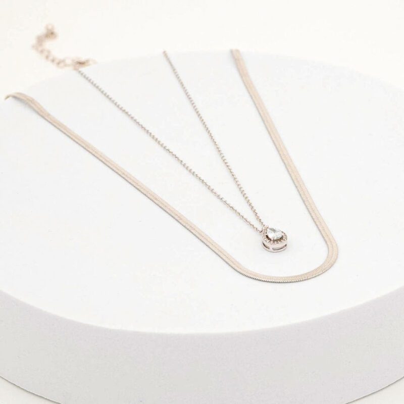 상품 대표이미지 스네이크체인 드롭큐빅팬던트 투웨이 목걸이