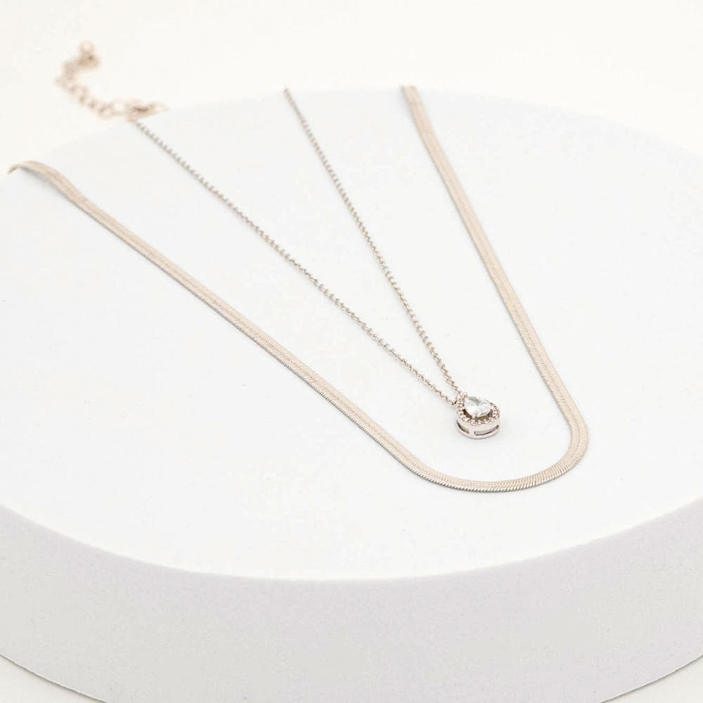 상품 대표이미지 스네이크체인 드롭큐빅팬던트 투웨이 목걸이