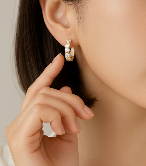 대표이미지 풀큐빅 라운드원터치 귀걸이 500px