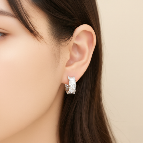 대표이미지 풀큐빅 스퀘어라인 귀걸이 925실버 알러지방지 500px