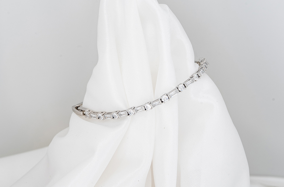 바게트 3mm 테니스 팔찌 실버