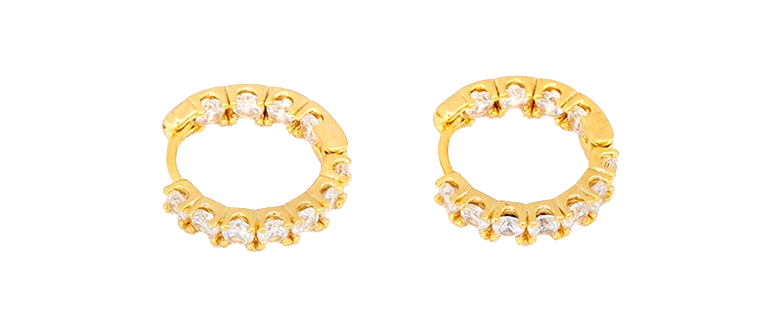 풀큐빅 라운드원터치 귀걸이 골드 removebg preview