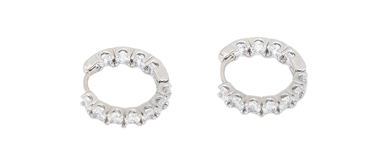 풀큐빅 라운드원터치 귀걸이 실버 removebg preview