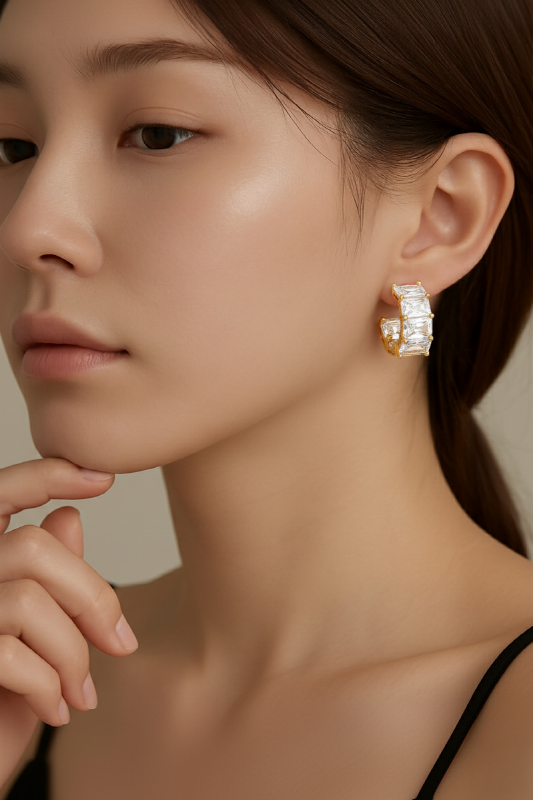 풀큐빅 스퀘어라인 귀걸이 925실버 알러지방지 4 800px