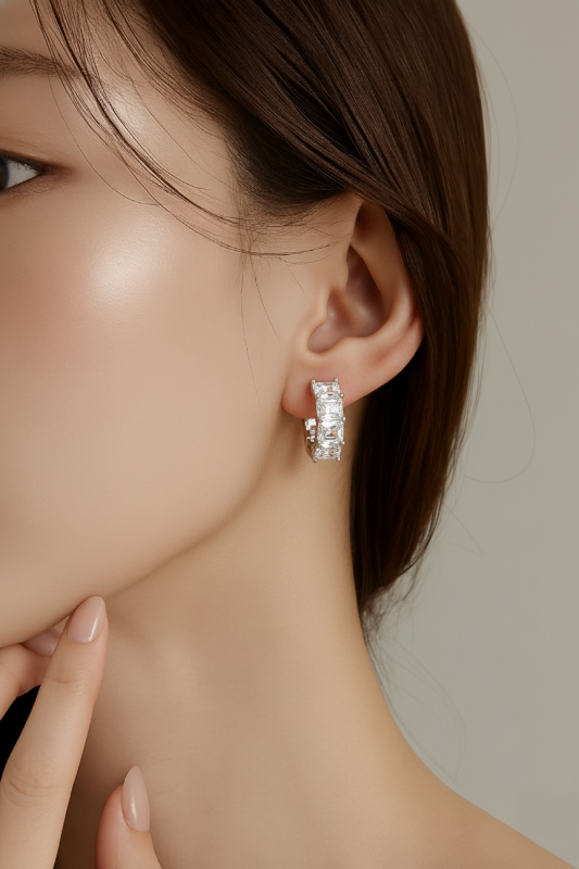 풀큐빅 스퀘어라인 귀걸이 925실버 알러지방지 5 800px