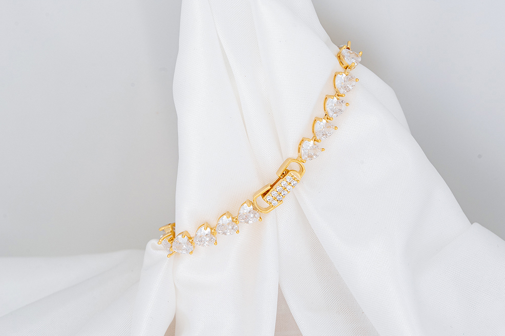 하트 테니스팔찌 골드